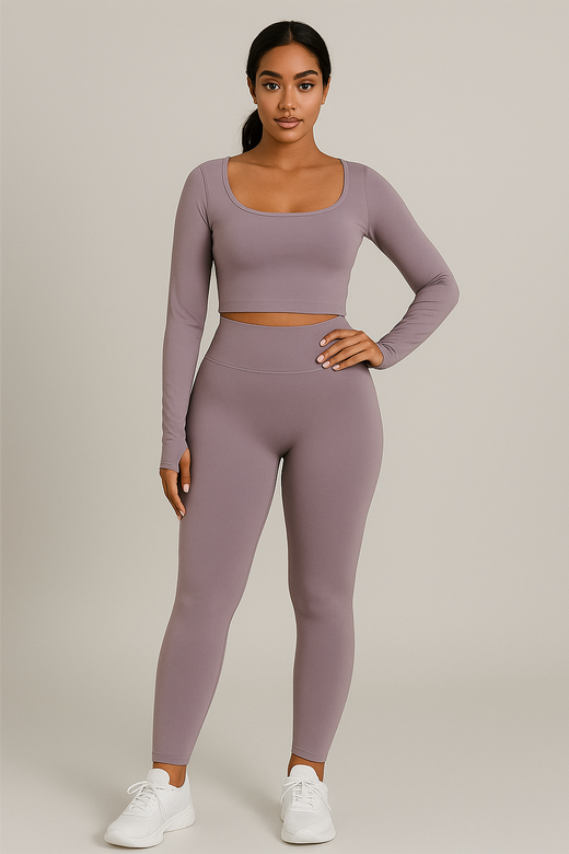 Legging push up femme taille haute effet seconde peau, coloris Violet