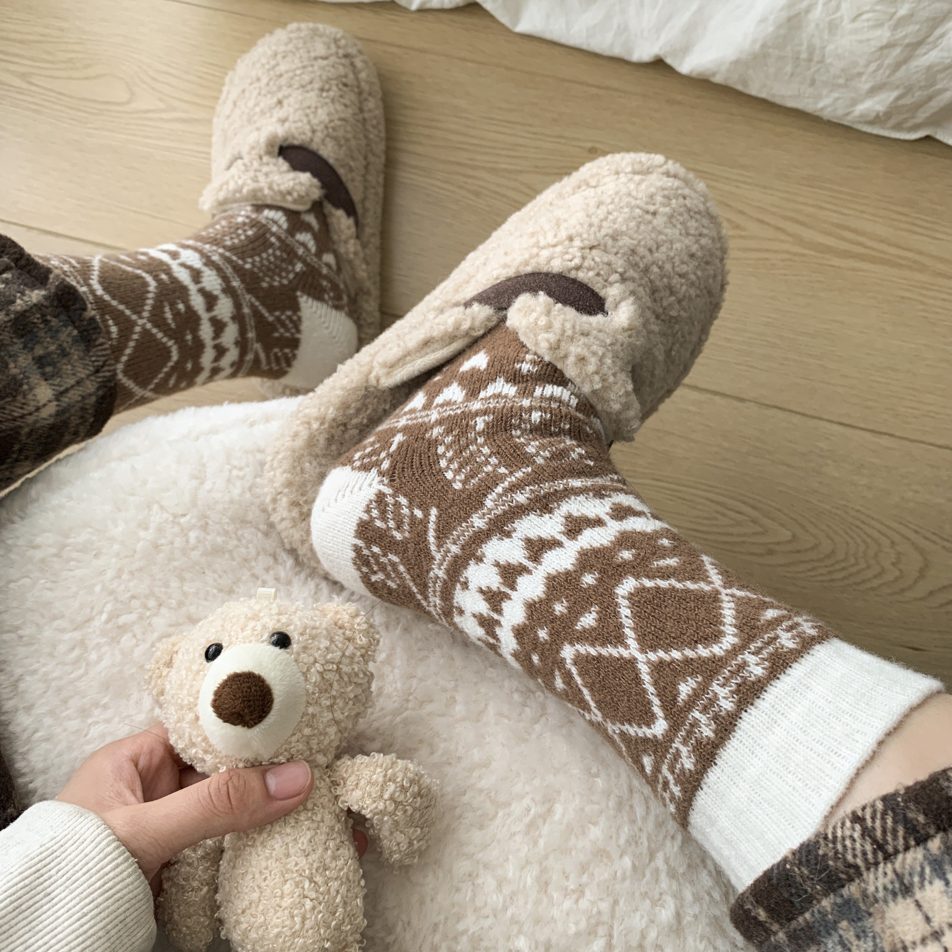 Chaussettes d'hiver femme nordiques en maille épaisse Paires