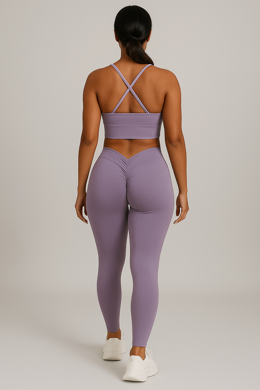 Legging push up taille haute effet galbant, coloris Violet clair