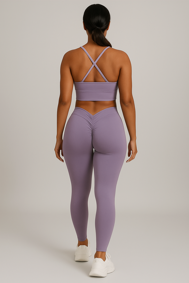 Legging push up taille haute effet galbant, coloris Violet clair