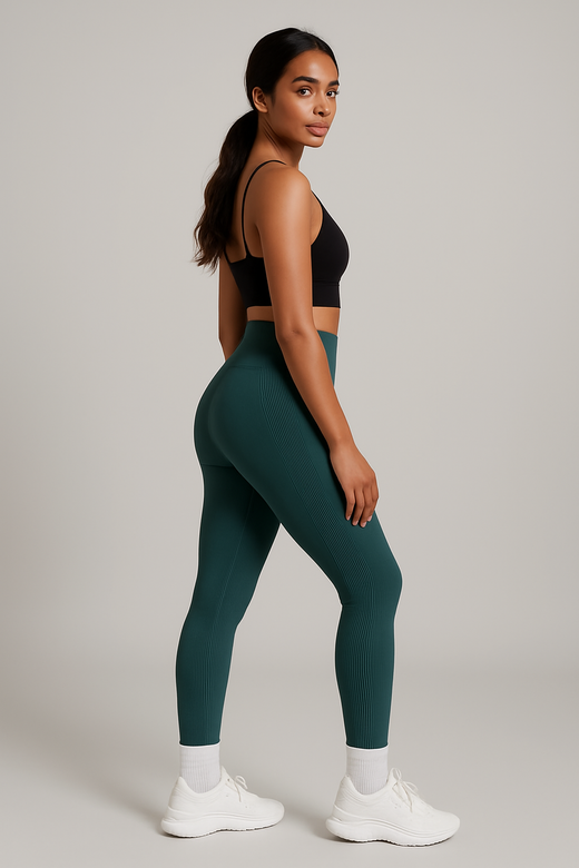Legging push up sculptant femme taille haute sans couture, coloris Vert