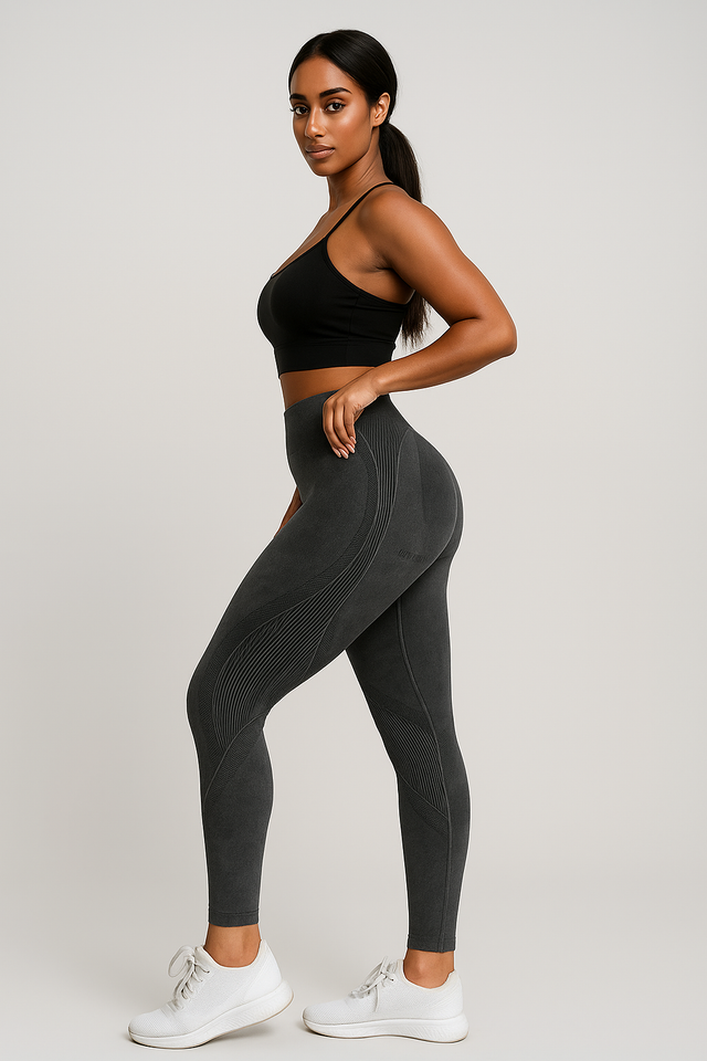 Legging de sport sculptant anti-cellulite en suédine stretch, coloris Gris