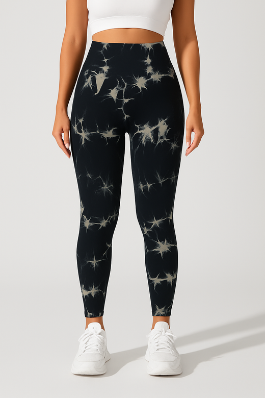 Legging push up femme effet tie and dye taille haute, coloris Noir
