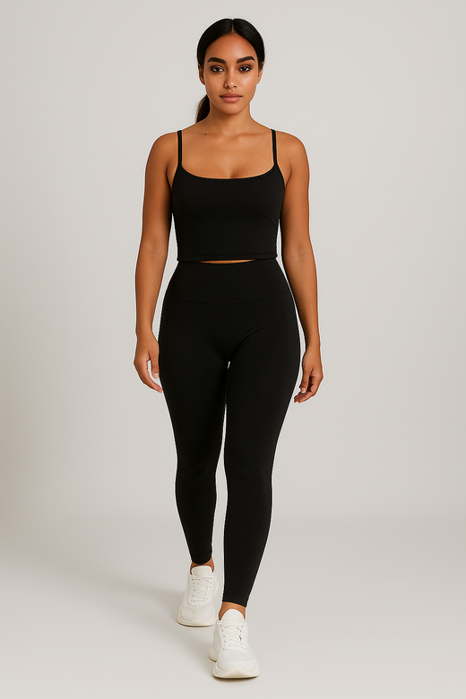 Legging push up femme taille haute effet seconde peau, coloris Noir