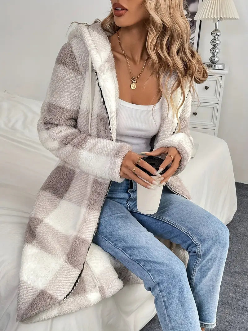 Veste Polaire à Capuche Femme - Zippée, Avec Poches - Chaud Et Confortable Pour L'automne Et L'hiver - 10