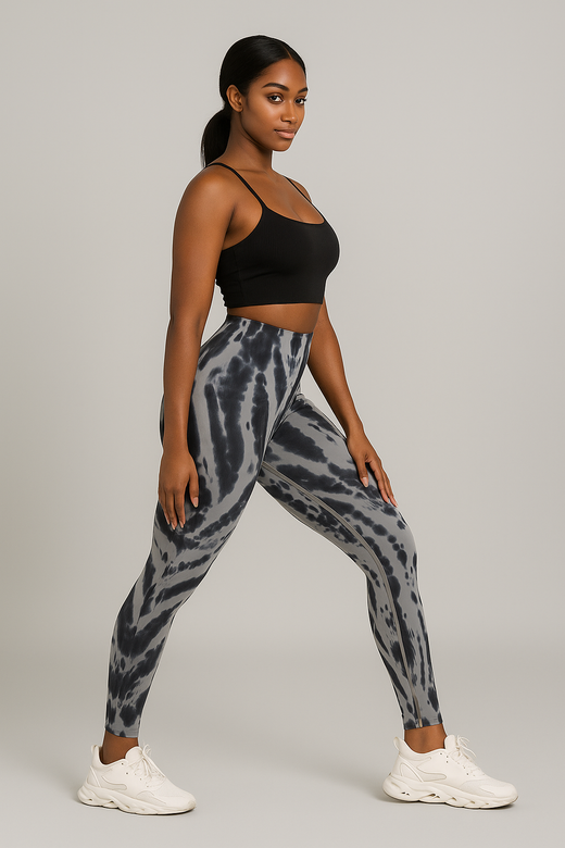 Legging push up femme imprimé tie and dye effet galbant, coloris Gris