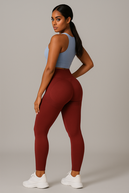 Legging push up sculptant femme taille haute sans couture, coloris Rouge