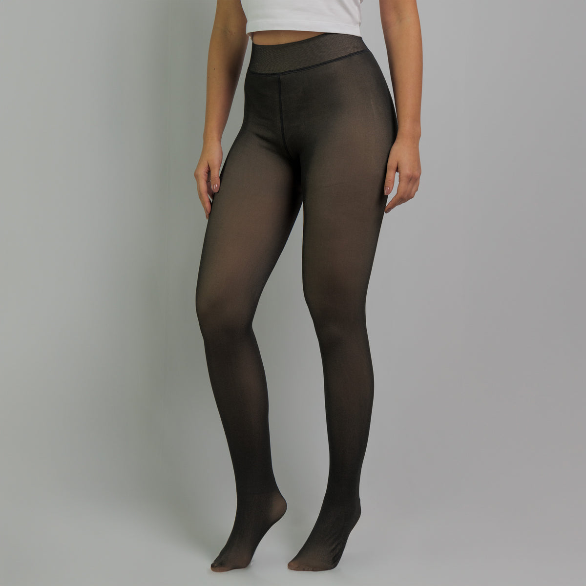 Collant polaire effet transparent, coloris Noir