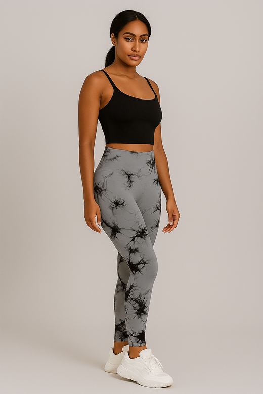 Legging push up femme effet tie and dye taille haute, coloris Gris