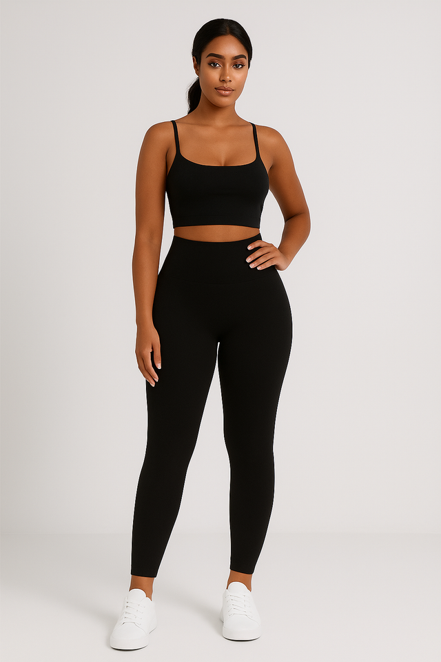 Legging grande taille anti-cellulite gainant – Silhouette sculptée du XL au 4XL, coloris Noir