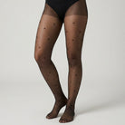 Collant Fantaisie Noir à Petits Cœurs
