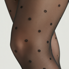 Collant noir voile à pois