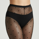Collant noir voile à pois